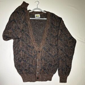 Le Tigre grunge eclectic grandpa knit cardigan mens L vintage retro fuzzy layers